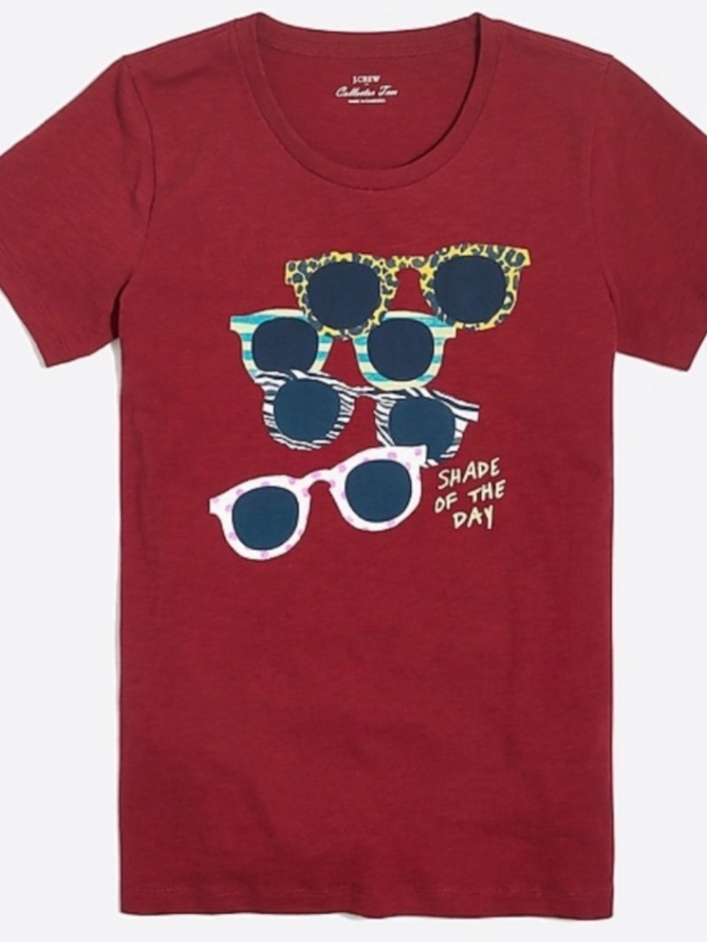 EUC 😎 JCREW / Merchantile dark Red Graphic Sunglasses Tee - retro